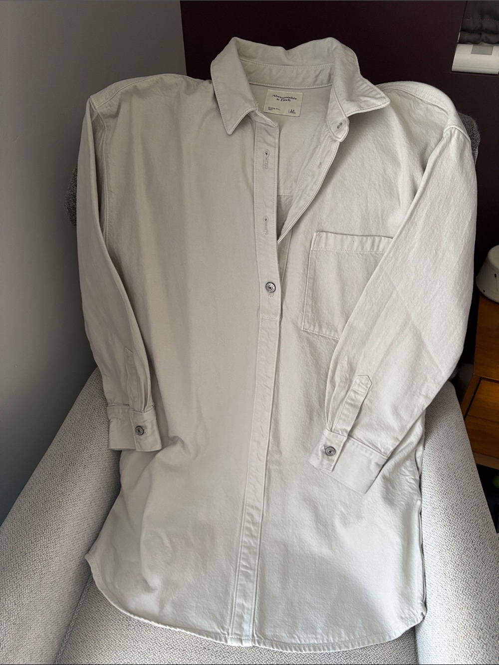 Abercrombie & Fitch Light Gray Button-Up Shirt dress